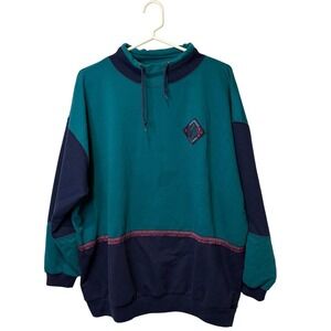 Vintage 1990s Aztec Geometric Mock Collar Pullover Sweatshirt Size 3X Colorblock